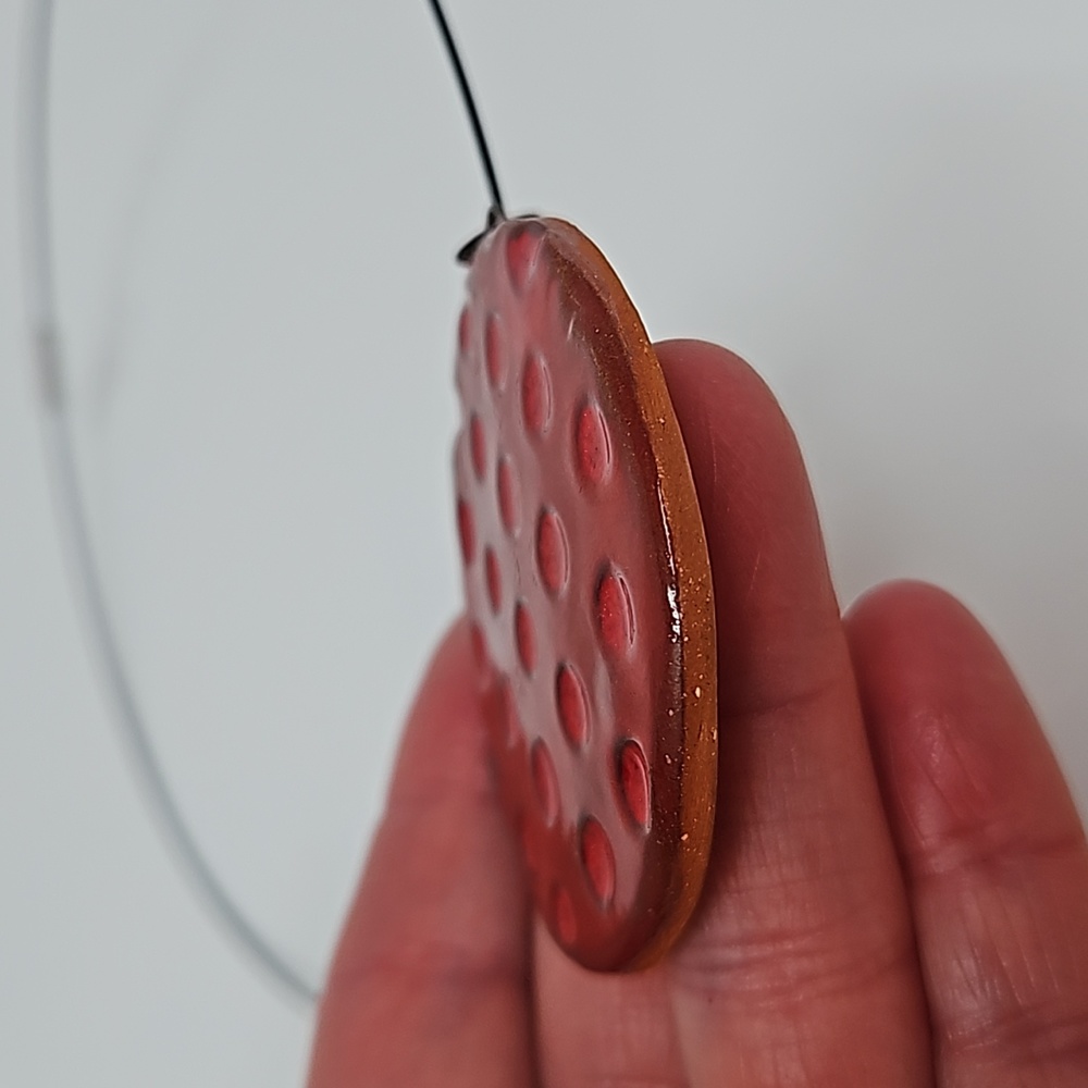 Glazed Terra Cotta Circle Pendant Necklace - Picture 8 of 8